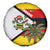 Zimbabwe Christmas Spare Tire Cover with Festive Santa Palm Tree and Red Yellow Green Flag - Wonder Print Shop
