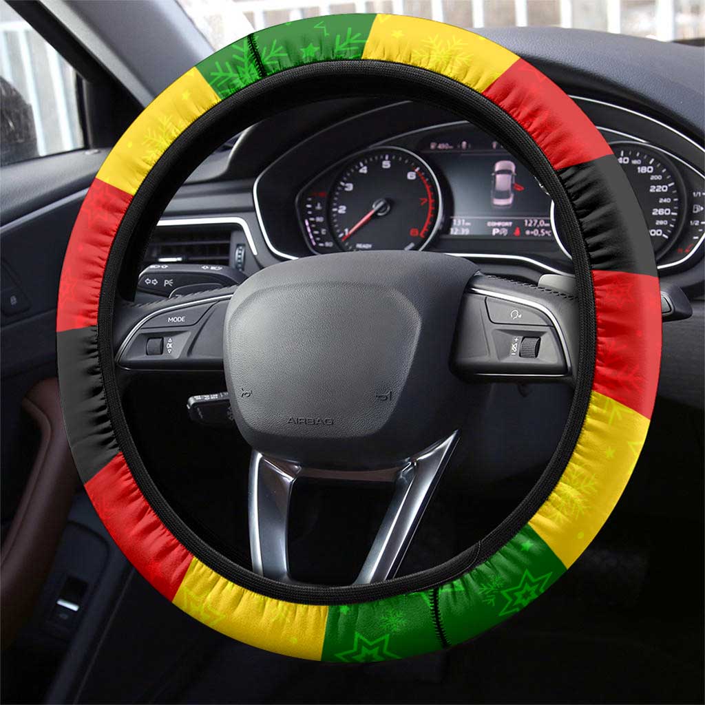 Zimbabwe Christmas Steering Wheel Cover with Festive Santa Palm Tree and Red Yellow Green Flag - Wonder Print Shop