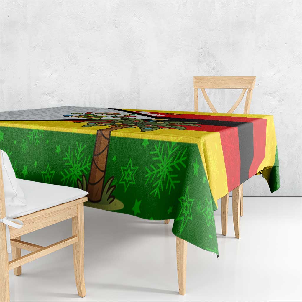 Zimbabwe Christmas Tablecloth with Festive Santa Palm Tree and Red Yellow Green Flag - Wonder Print Shop