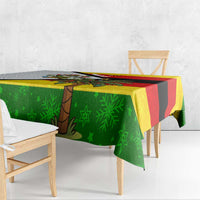 Zimbabwe Christmas Tablecloth with Festive Santa Palm Tree and Red Yellow Green Flag - Wonder Print Shop