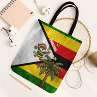 Zimbabwe Christmas Tote Bag with Festive Santa Palm Tree and Red Yellow Green Flag - Wonder Print Shop