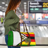 Zimbabwe Christmas Travel Bag with Festive Santa Palm Tree and Red Yellow Green Flag - Wonder Print Shop