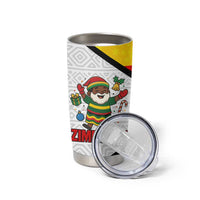 Zimbabwe Christmas Tumbler Cup with Festive Santa Palm Tree and Red Yellow Green Flag - Wonder Print Shop