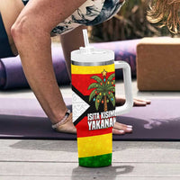 Zimbabwe Christmas Tumbler With Handle with Festive Santa Palm Tree and Red Yellow Green Flag - Wonder Print Shop