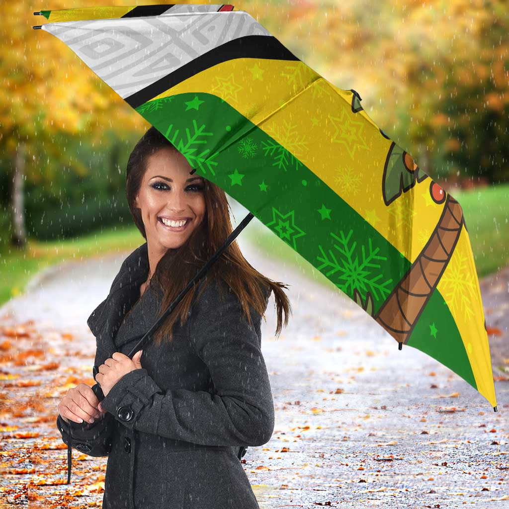 Zimbabwe Christmas Umbrella with Festive Santa Palm Tree and Red Yellow Green Flag - Wonder Print Shop