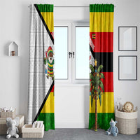Zimbabwe Christmas Window Curtain with Festive Santa Palm Tree and Red Yellow Green Flag - Wonder Print Shop