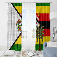 Zimbabwe Christmas Window Curtain with Festive Santa Palm Tree and Red Yellow Green Flag - Wonder Print Shop