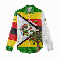 Zimbabwe Christmas Women Casual Shirt with Festive Santa Palm Tree and Red Yellow Green Flag - Wonder Print Shop