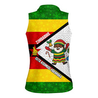 Zimbabwe Christmas Women Sleeveless Polo Shirt with Festive Santa Palm Tree and Red Yellow Green Flag - Wonder Print Shop