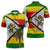 Zimbabwe Christmas Zipper Polo Shirt with Festive Santa Palm Tree and Red Yellow Green Flag - Wonder Print Shop