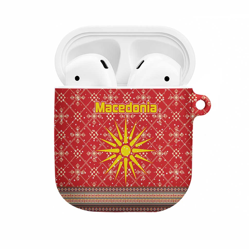 Macedonia Christmas AirPods Case with Traditional Santa and Yellow Sun Motif - Wonder Print Shop