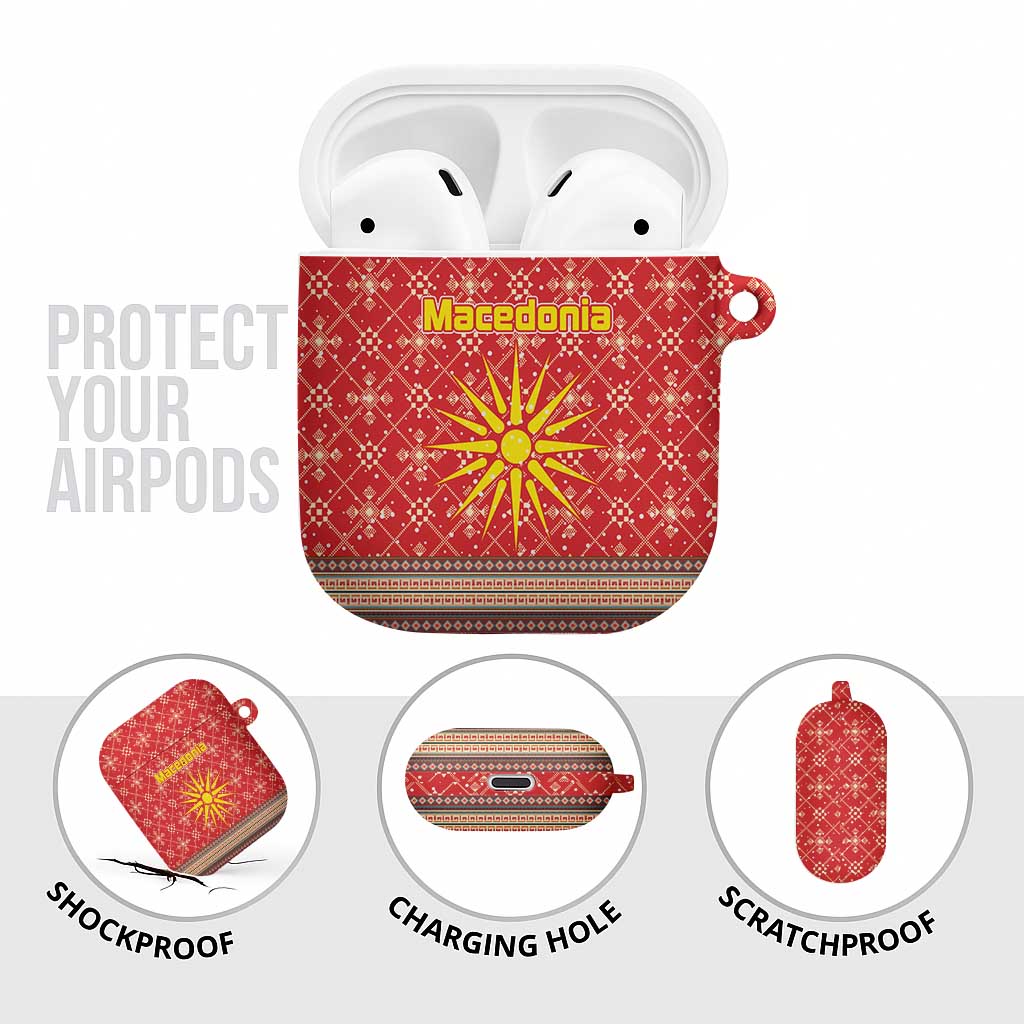 Macedonia Christmas AirPods Case with Traditional Santa and Yellow Sun Motif - Wonder Print Shop