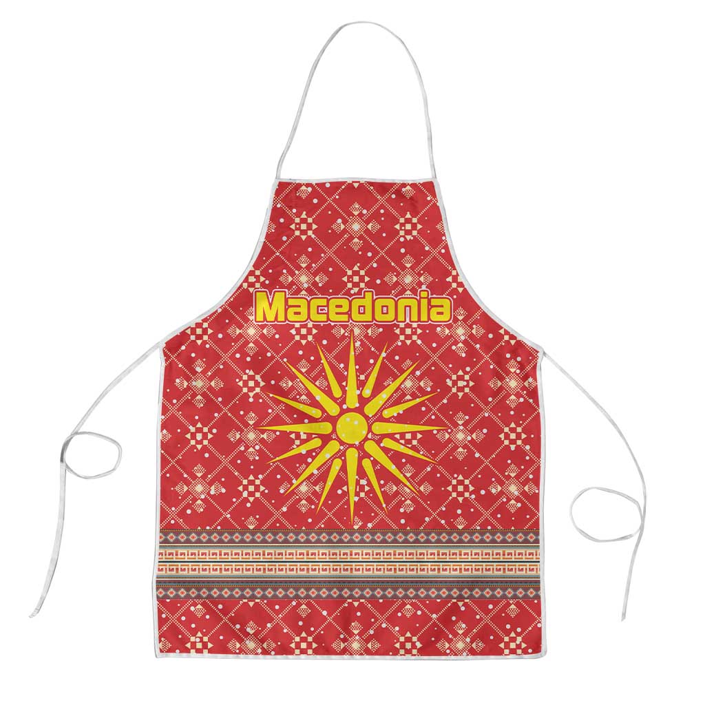 Macedonia Christmas Apron with Traditional Santa and Yellow Sun Motif - Wonder Print Shop