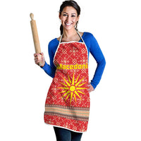 Macedonia Christmas Apron with Traditional Santa and Yellow Sun Motif - Wonder Print Shop