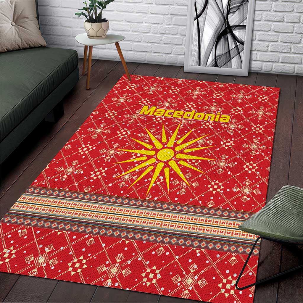 Macedonia Christmas Area Rug with Traditional Santa and Yellow Sun Motif - Wonder Print Shop