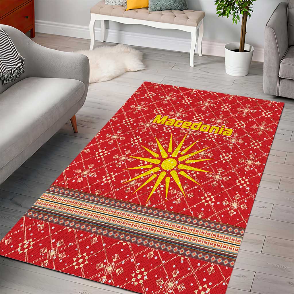Macedonia Christmas Area Rug with Traditional Santa and Yellow Sun Motif - Wonder Print Shop