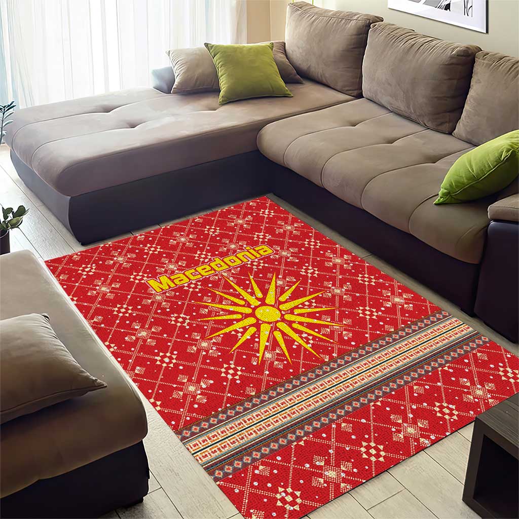 Macedonia Christmas Area Rug with Traditional Santa and Yellow Sun Motif - Wonder Print Shop