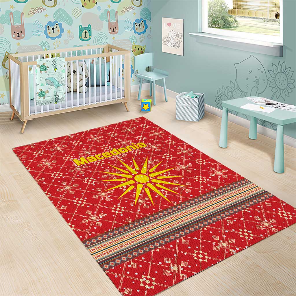 Macedonia Christmas Area Rug with Traditional Santa and Yellow Sun Motif - Wonder Print Shop