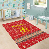 Macedonia Christmas Area Rug with Traditional Santa and Yellow Sun Motif - Wonder Print Shop