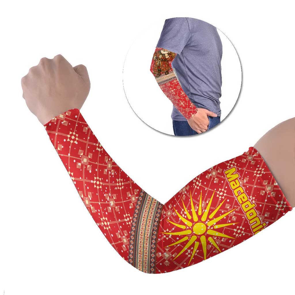 Macedonia Christmas Arm Sleeves with Traditional Santa and Yellow Sun Motif - Wonder Print Shop