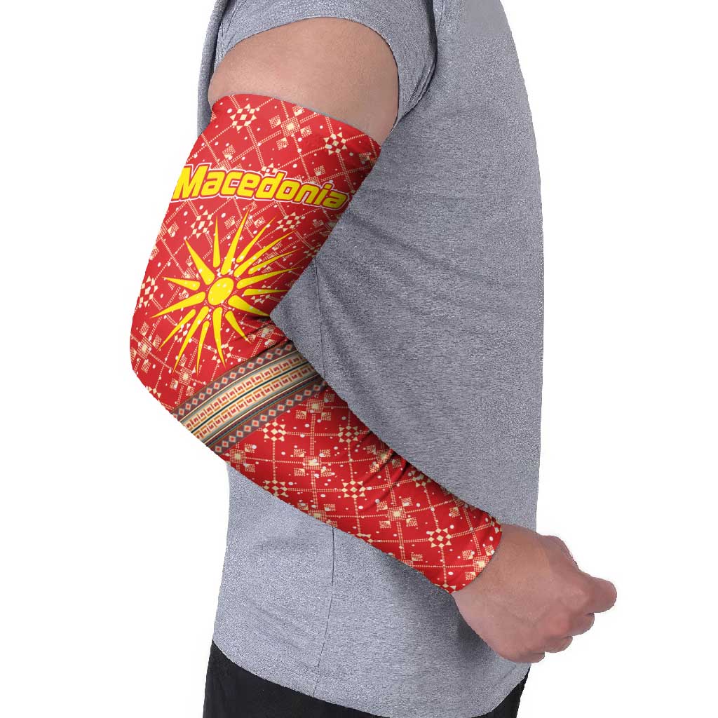Macedonia Christmas Arm Sleeves with Traditional Santa and Yellow Sun Motif - Wonder Print Shop