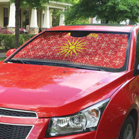 Macedonia Christmas Auto Sun Shade with Traditional Santa and Yellow Sun Motif - Wonder Print Shop