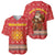 Macedonia Christmas Baseball Jersey with Traditional Santa and Yellow Sun Motif - Wonder Print Shop