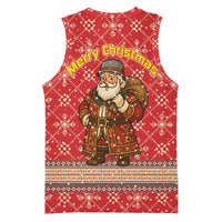 Macedonia Christmas Basketball Jersey with Traditional Santa and Yellow Sun Motif - Wonder Print Shop
