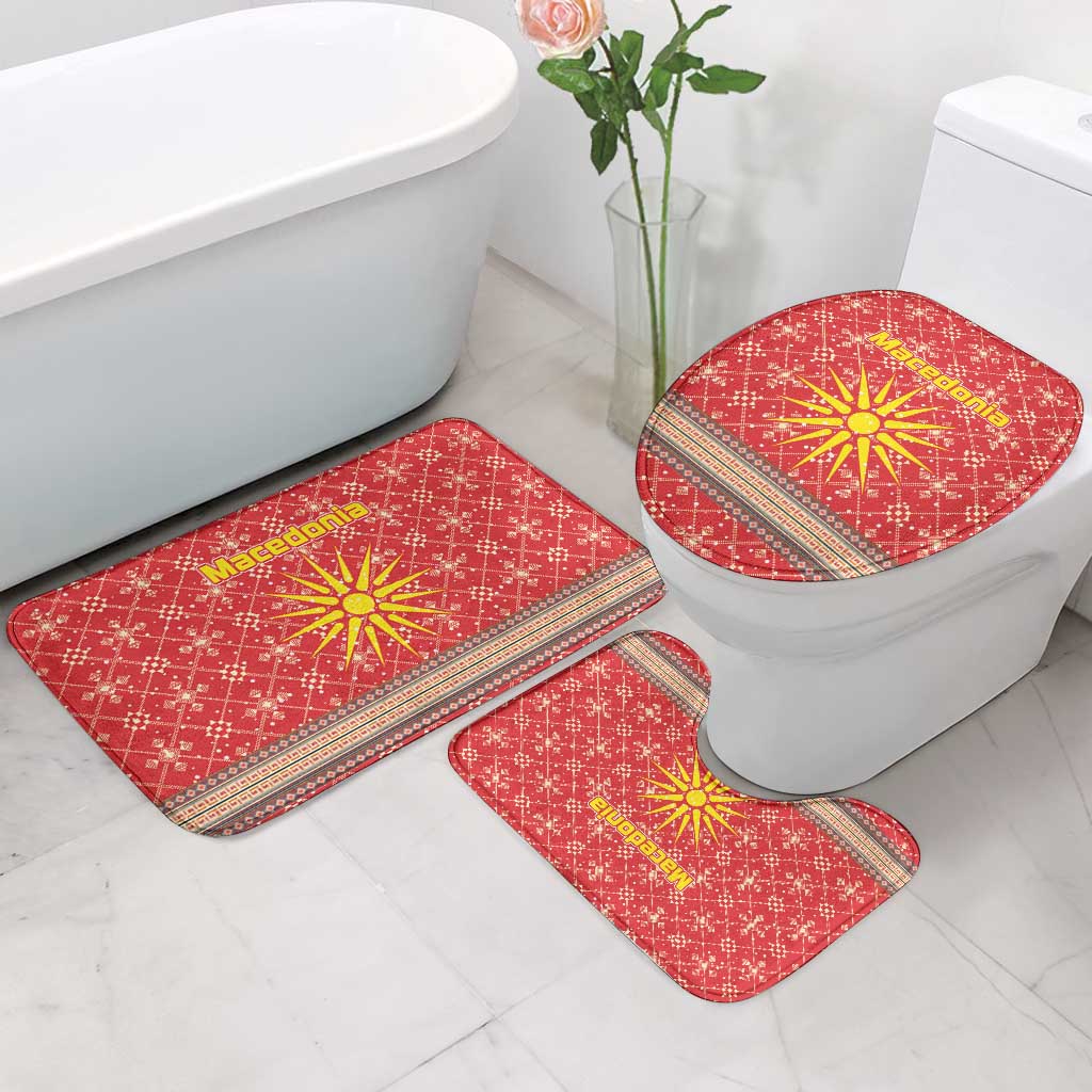 Macedonia Christmas Bathroom Set with Traditional Santa and Yellow Sun Motif - Wonder Print Shop
