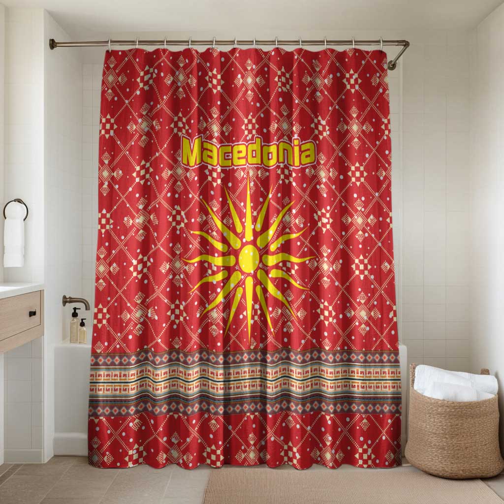 Macedonia Christmas Bathroom Set with Traditional Santa and Yellow Sun Motif - Wonder Print Shop