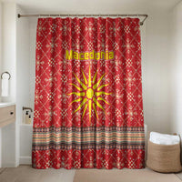 Macedonia Christmas Bathroom Set with Traditional Santa and Yellow Sun Motif - Wonder Print Shop