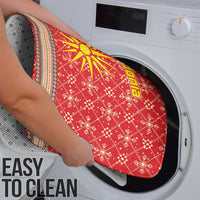 Macedonia Christmas Bathroom Set with Traditional Santa and Yellow Sun Motif - Wonder Print Shop