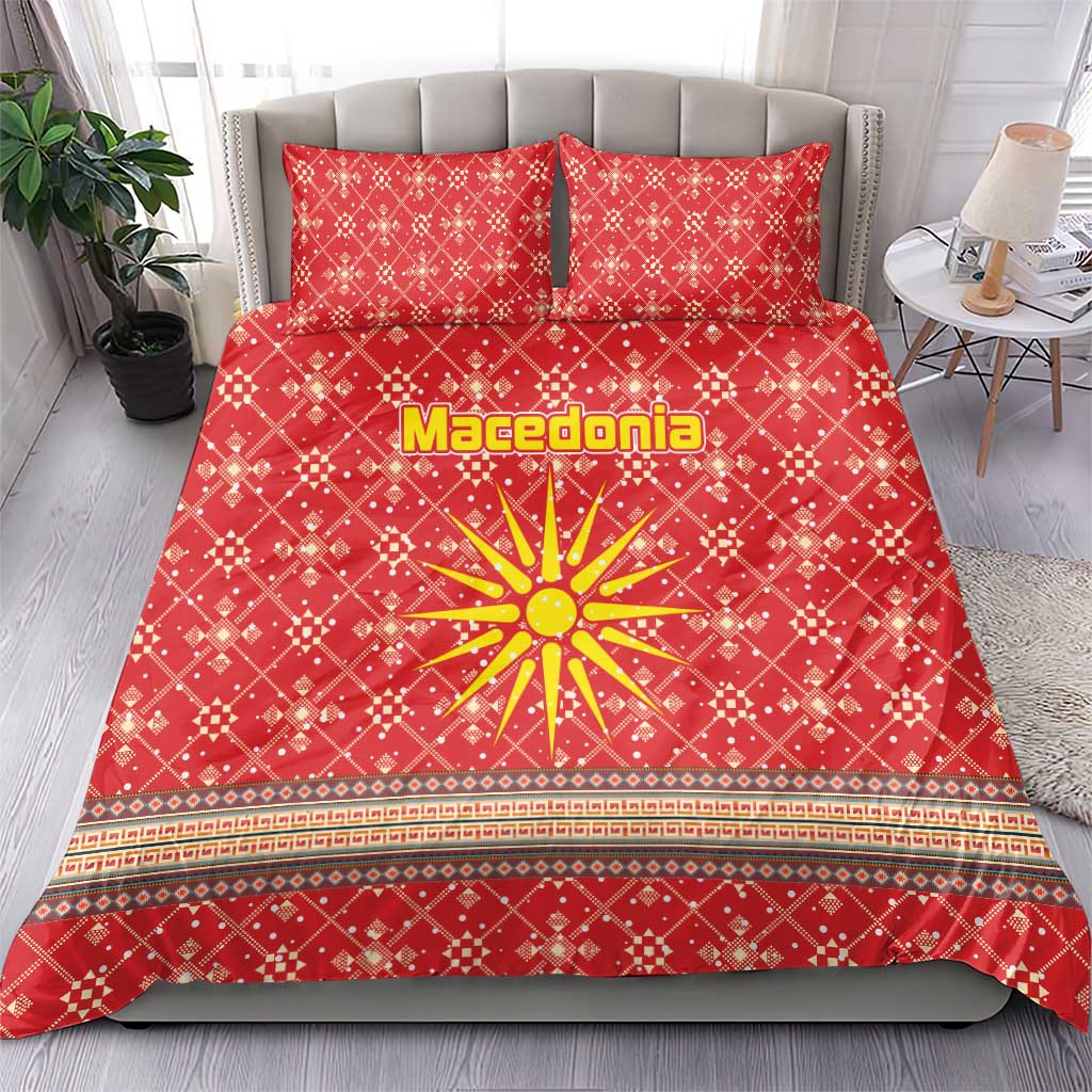 Macedonia Christmas Bedding Set with Traditional Santa and Yellow Sun Motif - Wonder Print Shop