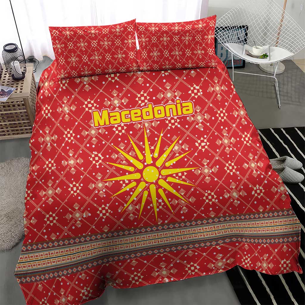 Macedonia Christmas Bedding Set with Traditional Santa and Yellow Sun Motif - Wonder Print Shop