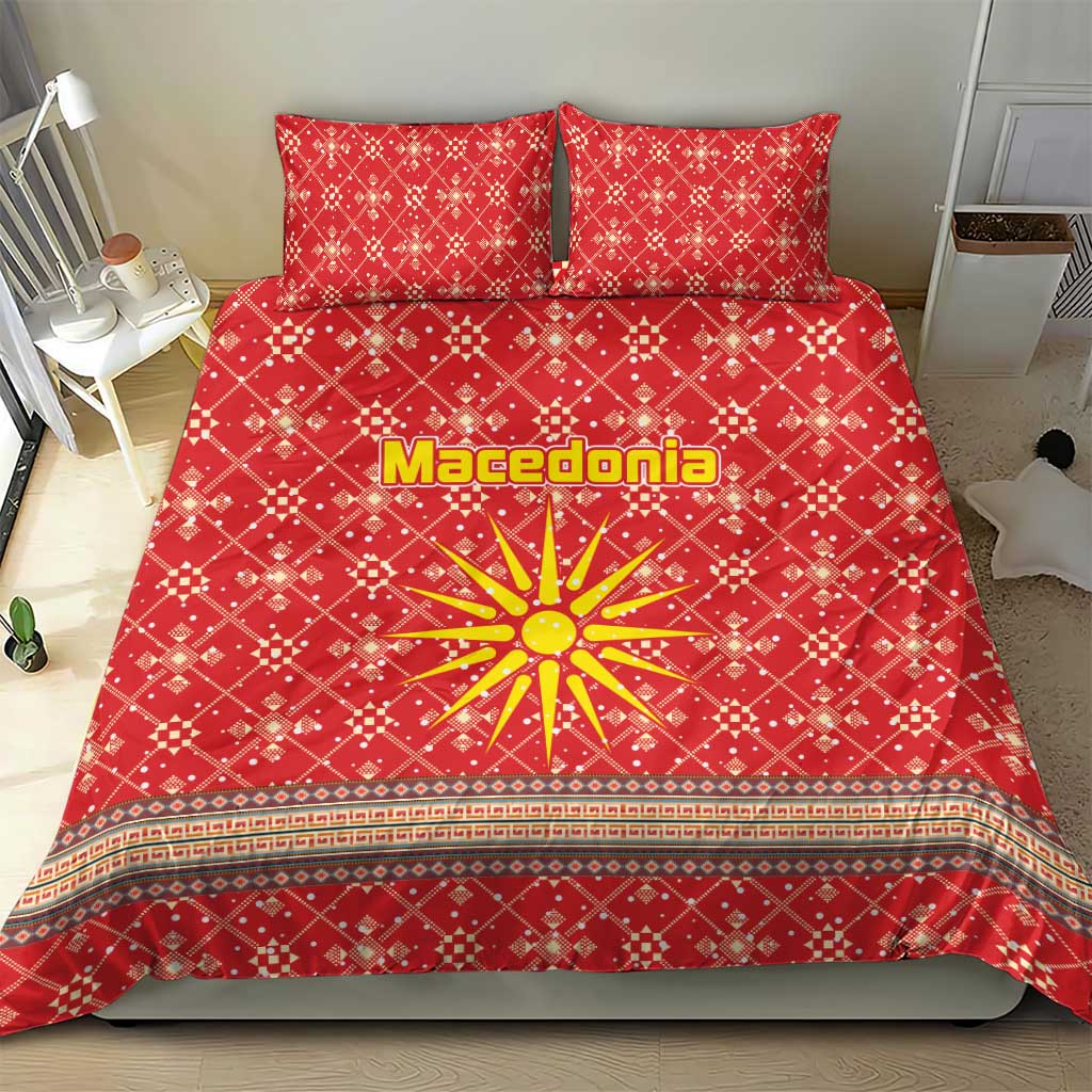 Macedonia Christmas Bedding Set with Traditional Santa and Yellow Sun Motif - Wonder Print Shop