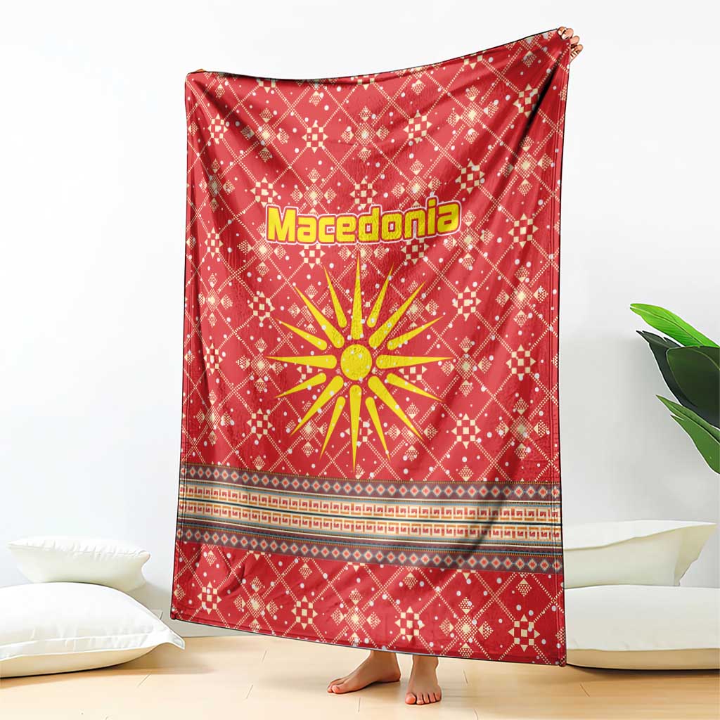 Macedonia Christmas Blanket with Traditional Santa and Yellow Sun Motif - Wonder Print Shop