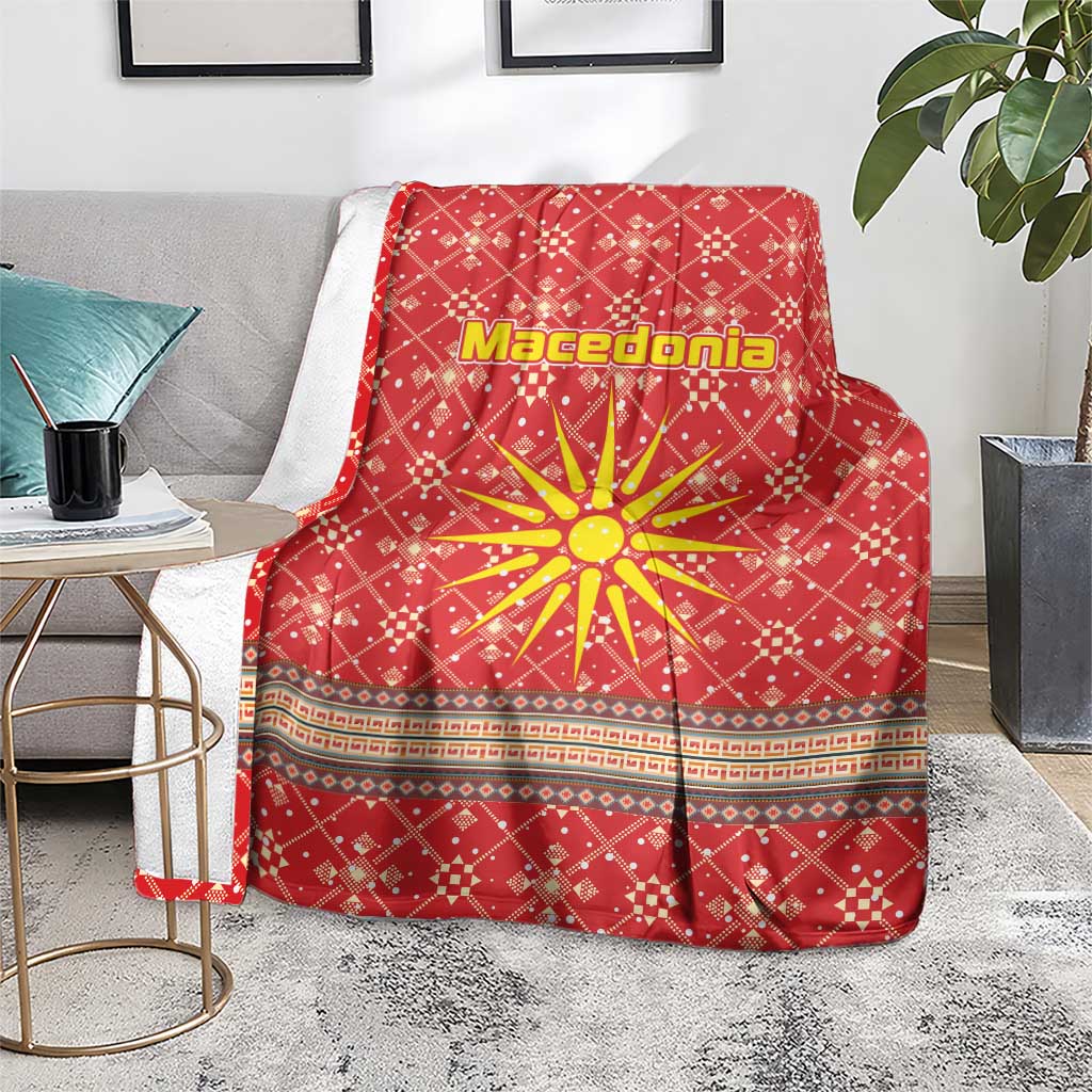 Macedonia Christmas Blanket with Traditional Santa and Yellow Sun Motif - Wonder Print Shop