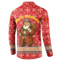 Macedonia Christmas Button Sweatshirt with Traditional Santa and Yellow Sun Motif - Wonder Print Shop