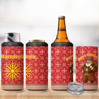 Macedonia Christmas 4 in 1 Can Cooler Tumbler with Traditional Santa and Yellow Sun Motif - Wonder Print Shop