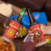 Macedonia Christmas 4 in 1 Can Cooler Tumbler with Traditional Santa and Yellow Sun Motif - Wonder Print Shop
