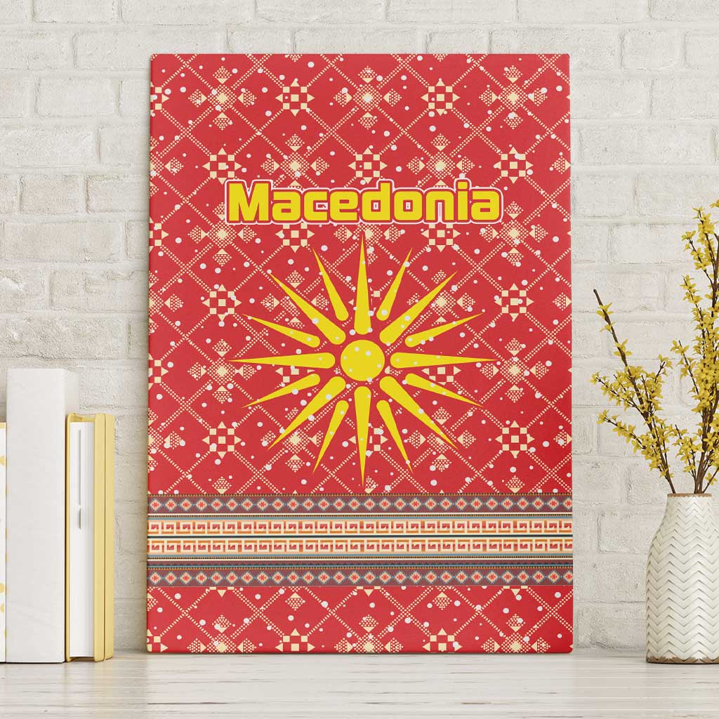 Macedonia Christmas Canvas Wall Art with Traditional Santa and Yellow Sun Motif - Wonder Print Shop