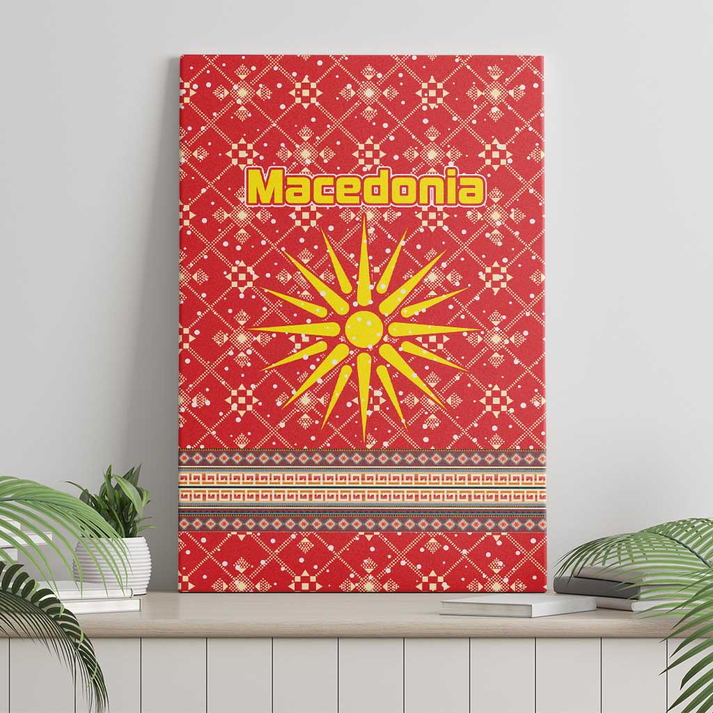 Macedonia Christmas Canvas Wall Art with Traditional Santa and Yellow Sun Motif - Wonder Print Shop