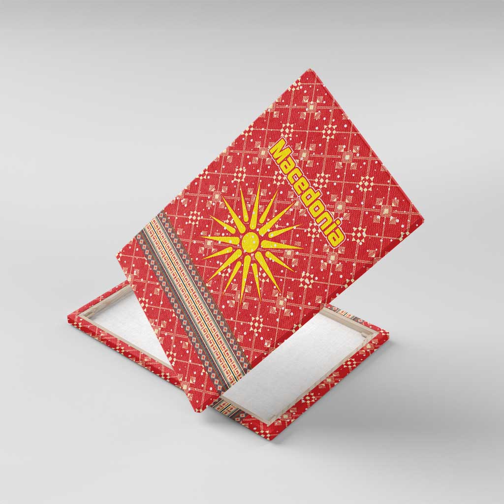 Macedonia Christmas Canvas Wall Art with Traditional Santa and Yellow Sun Motif - Wonder Print Shop