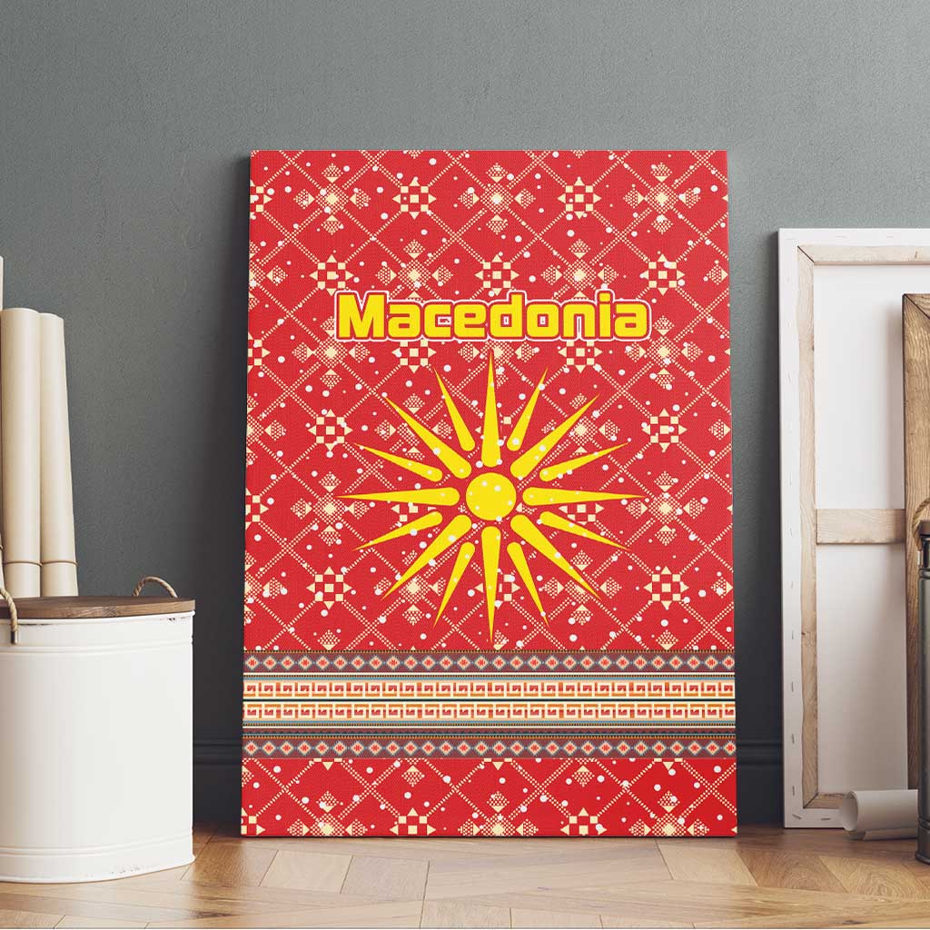 Macedonia Christmas Canvas Wall Art with Traditional Santa and Yellow Sun Motif - Wonder Print Shop