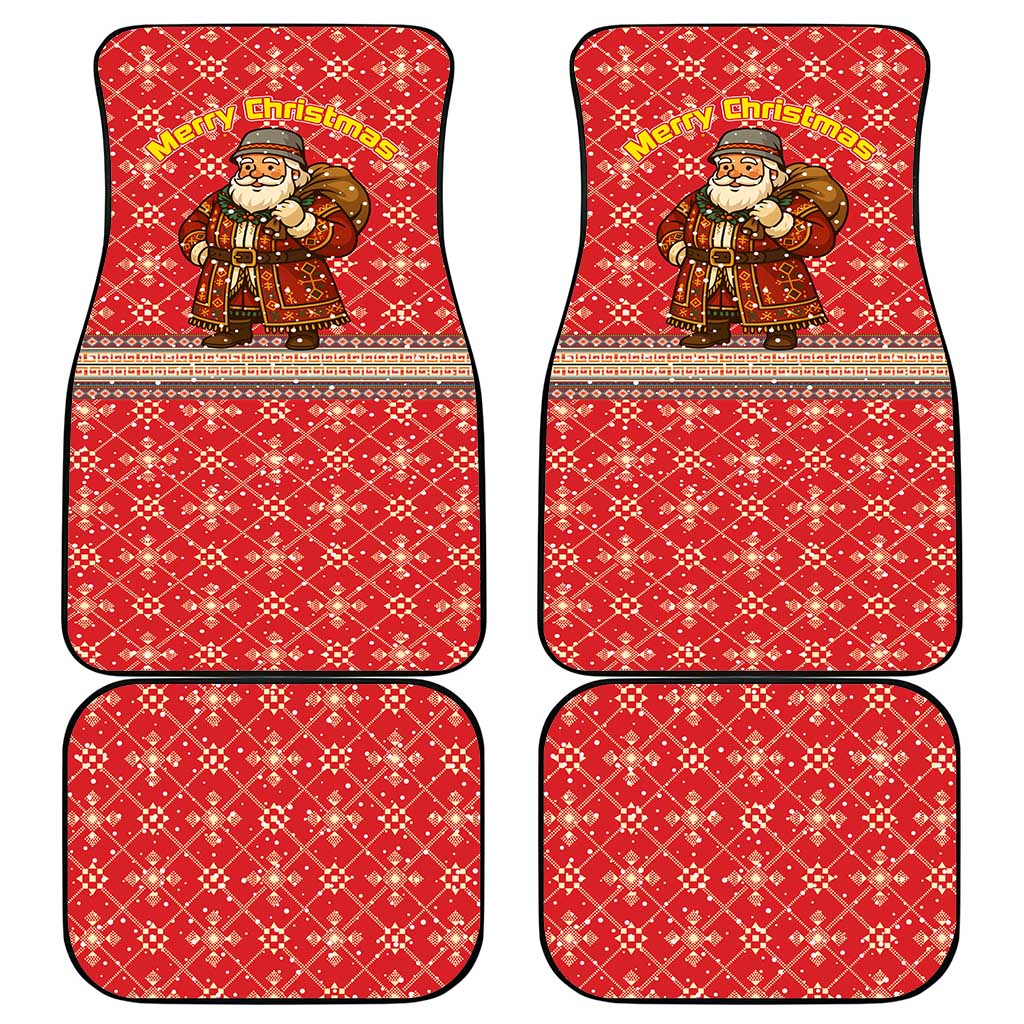 Macedonia Christmas Car Mats with Traditional Santa and Yellow Sun Motif - Wonder Print Shop