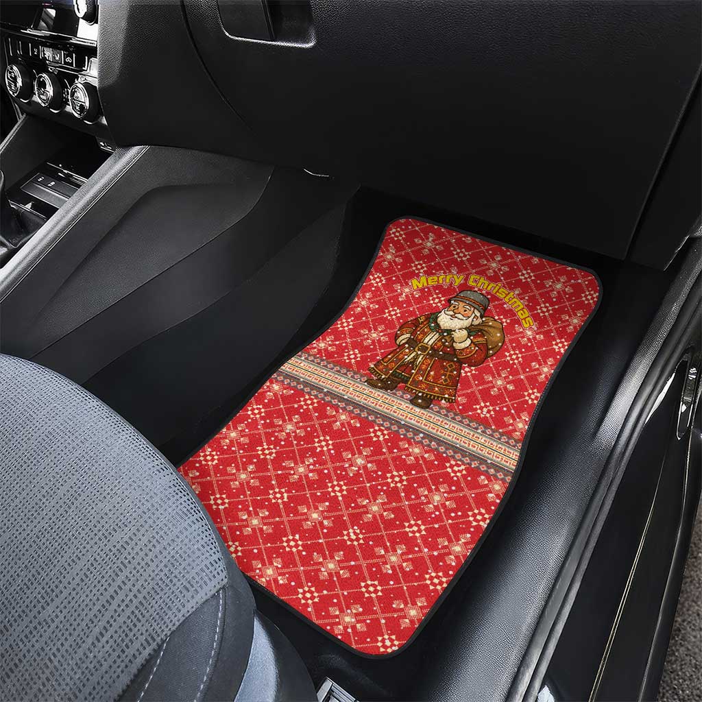 Macedonia Christmas Car Mats with Traditional Santa and Yellow Sun Motif - Wonder Print Shop