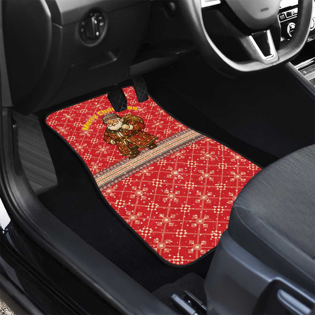 Macedonia Christmas Car Mats with Traditional Santa and Yellow Sun Motif - Wonder Print Shop