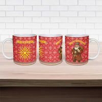 Macedonia Christmas Ceramic Mug with Traditional Santa and Yellow Sun Motif - Wonder Print Shop