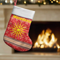 Macedonia Christmas Stocking with Traditional Santa and Yellow Sun Motif - Wonder Print Shop