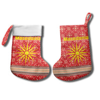 Macedonia Christmas Stocking with Traditional Santa and Yellow Sun Motif - Wonder Print Shop